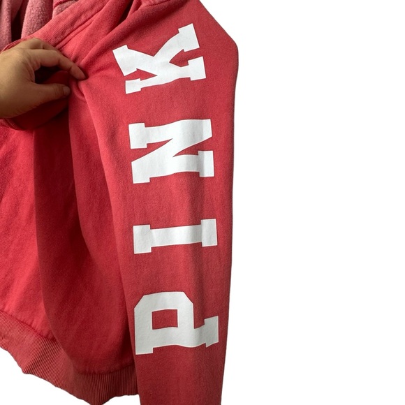 VICTORIA'S SECRET PINK PERFECT FLEECE FUNNEL NECK HOODIE LARGE VINTAGE WASH - Picture 6 of 9